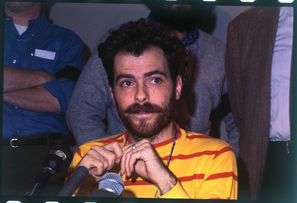 Activist Jerry Rubin at Microphones