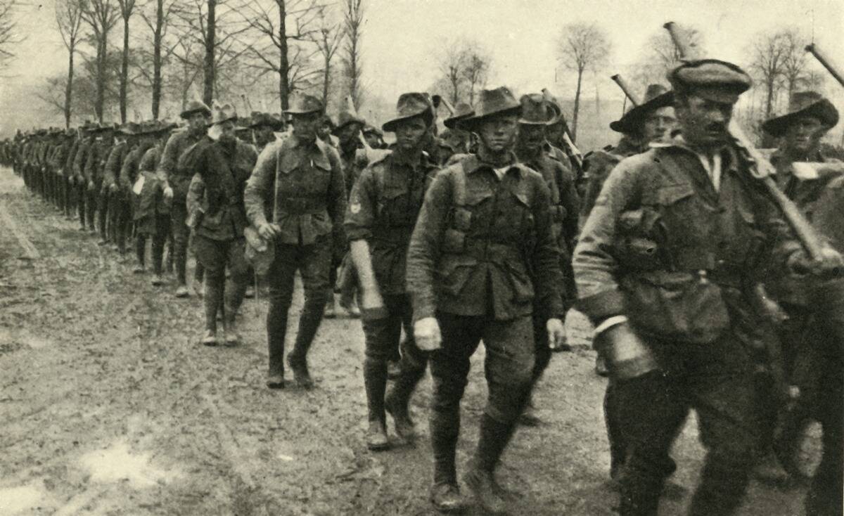 Anzac Soldiers Marching To The Front