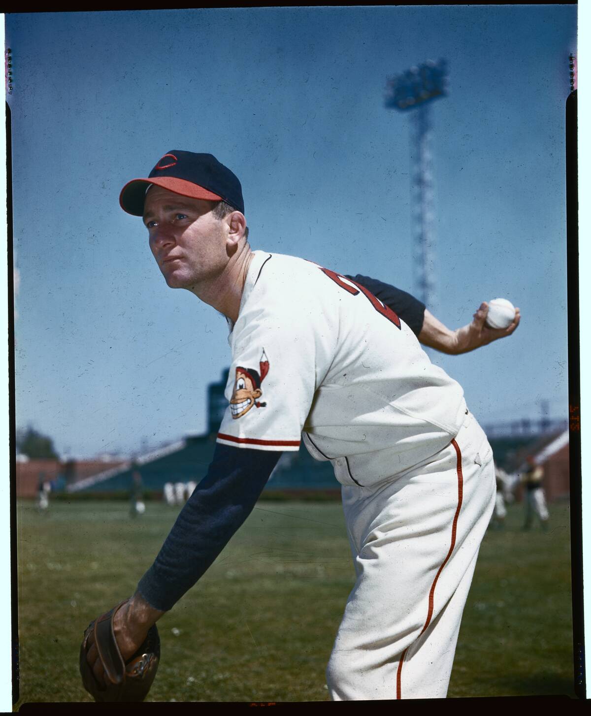 Bob Lemon with Baseball and Mitt