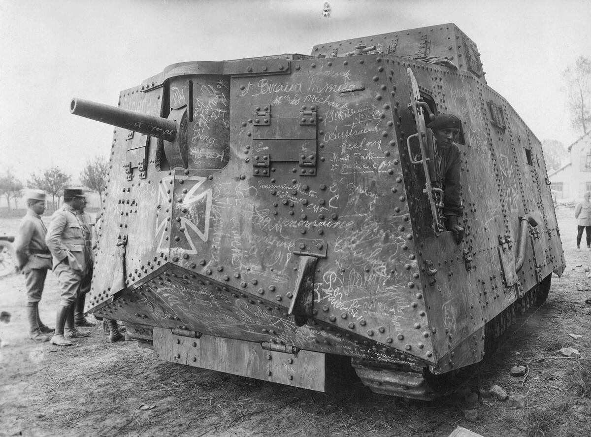 Captured German A7V Tank During WWI