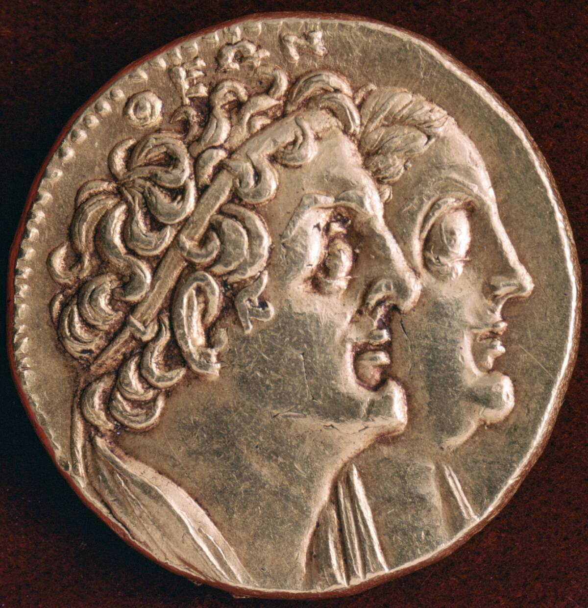Coin of Ptolemy I and Berenice I, Ptolemaic kingdom of Egypt, 3rd century BC.