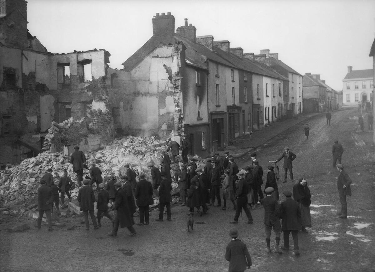 Destroyed house in Dublin after riots