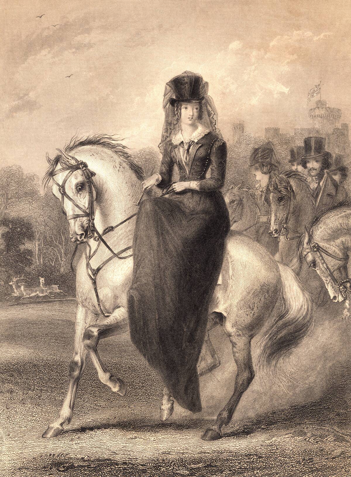 Drawing of Queen Victoria on Horseback