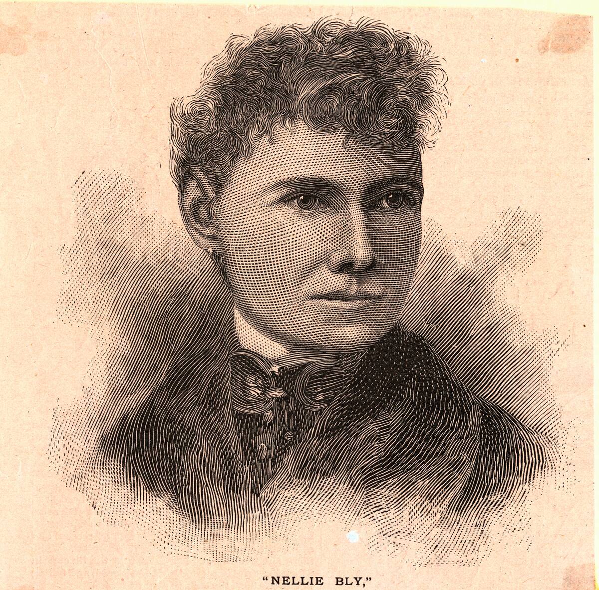 Engraving of Nellie Bly (Elizabeth Cochrane)
