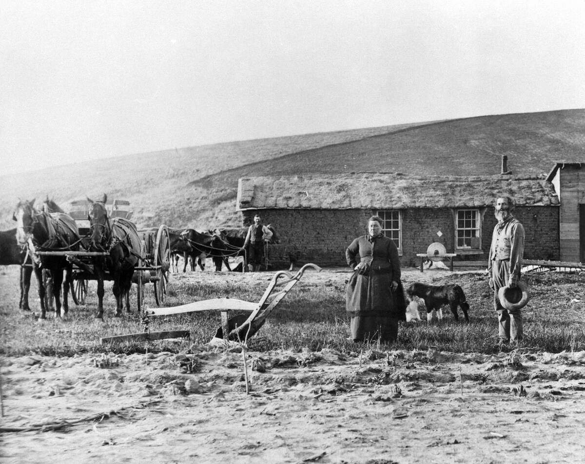 Homestead Act Settlers Outside Farmhouse