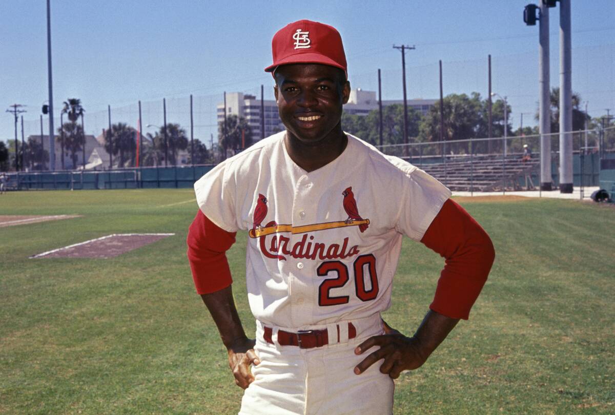 Lou Brock in Posing in Baseball Uniform