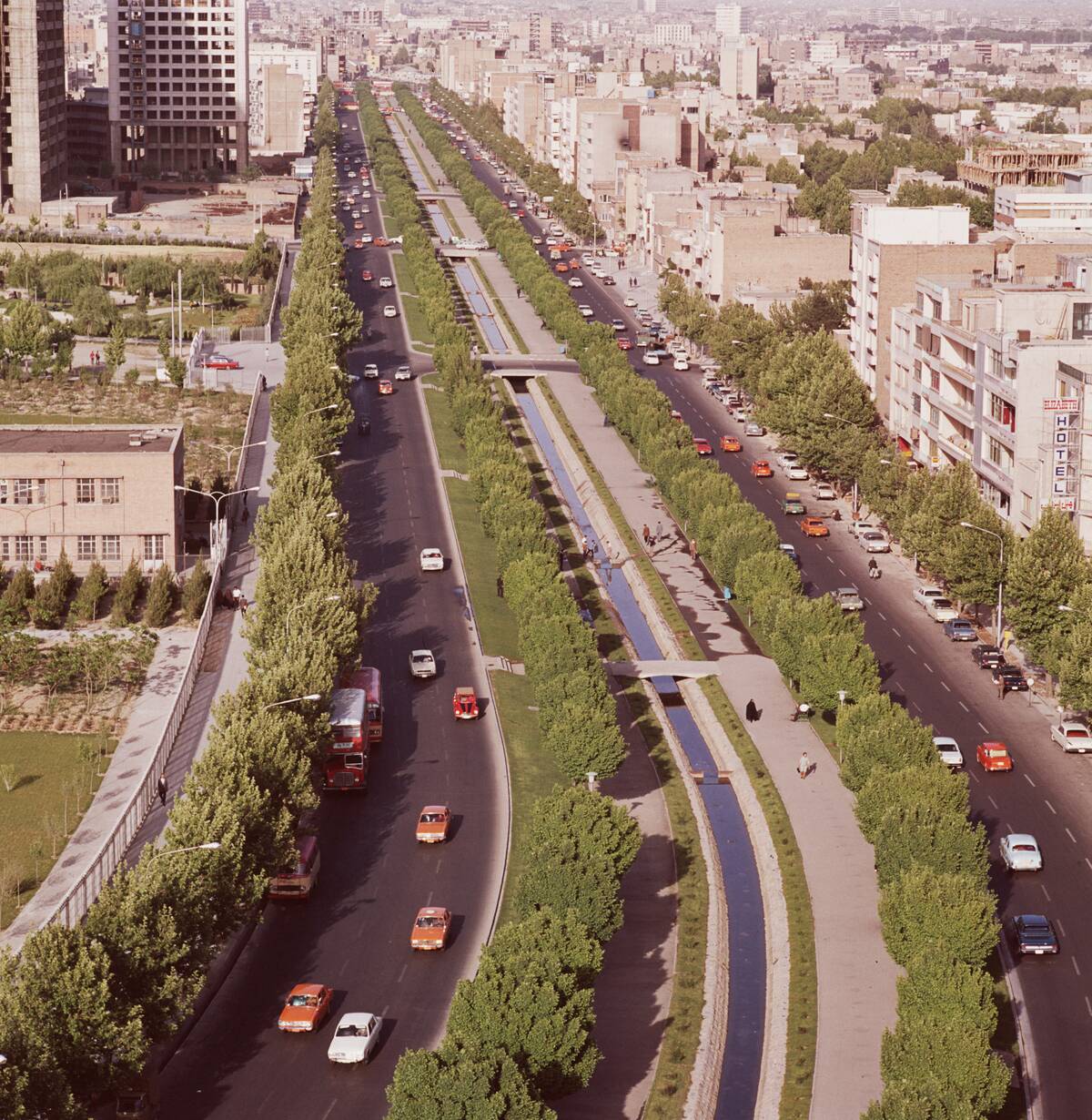 Overhead View of Tehran with Queen Elizabeth Street