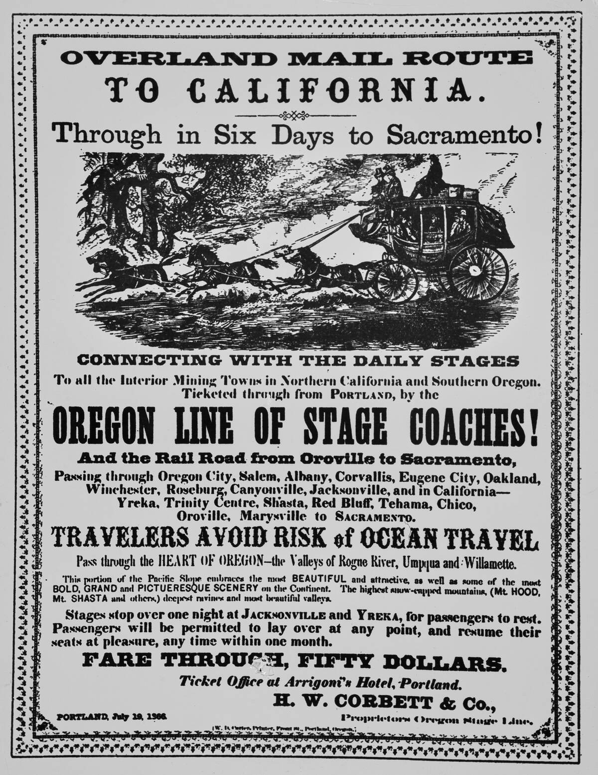 Overland Mail Route To California