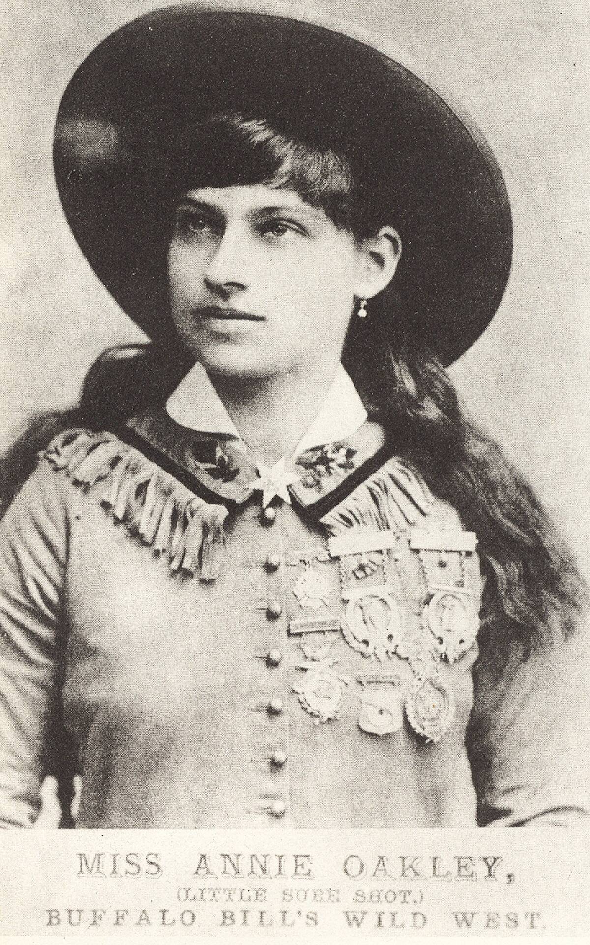 Phoebe Ann Mosey (1860-1926) known as Annie Oakley, Little Sure Shot, American sharpshooter who joined Buffalo Bill's Wild West Show in 1885.