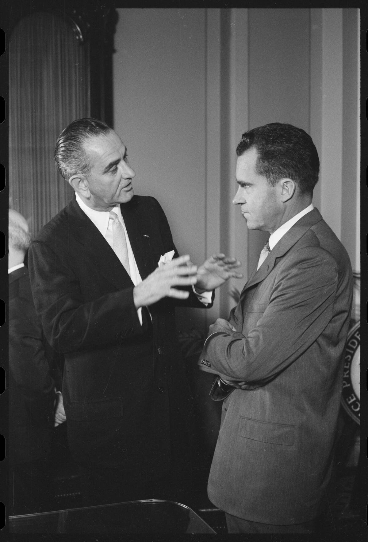 Senator Johnson & VP Nixon Speaking