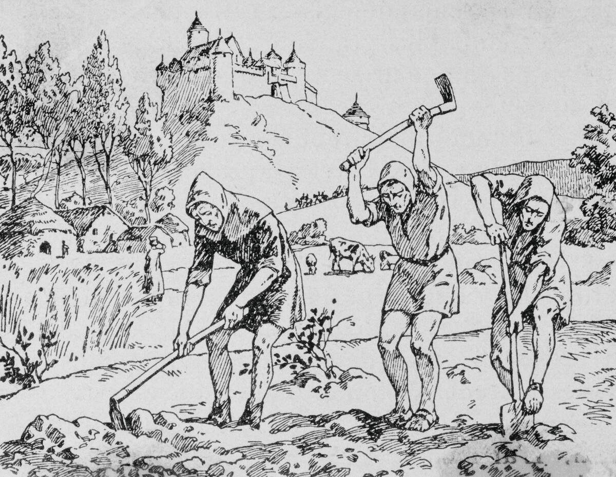 Serfs Toiling in the Field