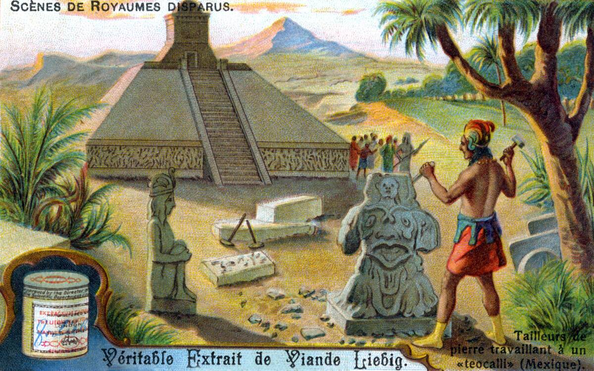Vanished Civilizations: Stonemason carving for teocalli