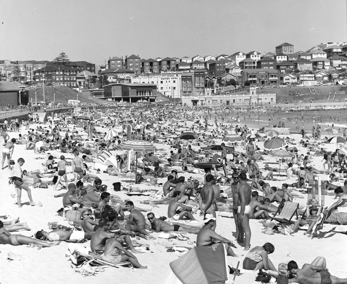 Beachgoers on Bondi Beach in New South Wales