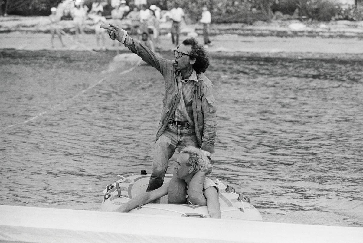 Christo Shouting Directions During Surrounded Islands Project