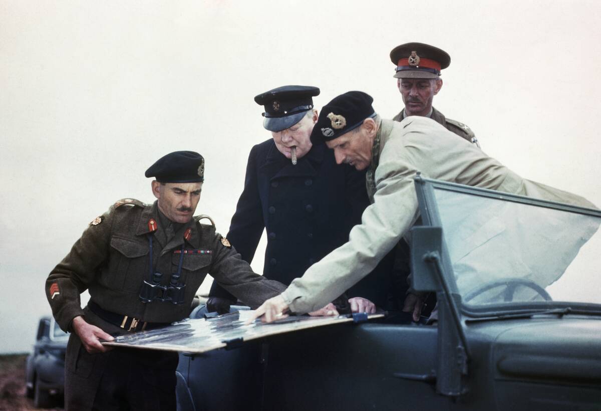 Churchill and Generals Studying Maps