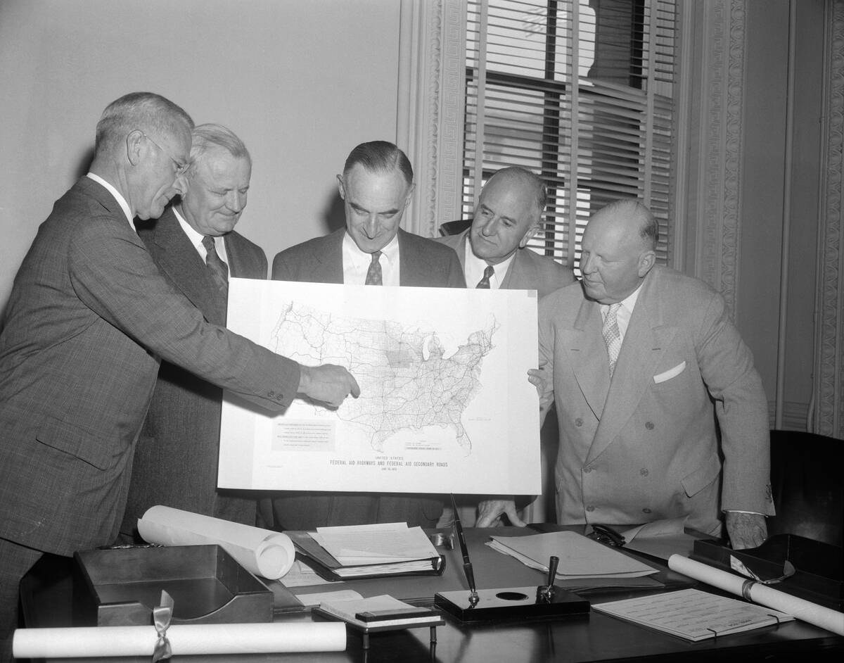 Committee on Highway Construction Displaying a Map of United States