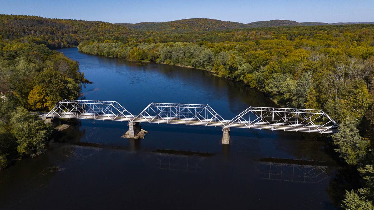 Dingmans Toll Bridge over Delaware River at Delaware River Gap, from Pennsylvania to New Jersey