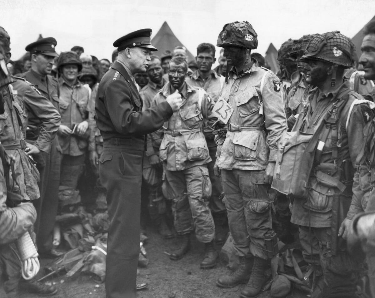 Dwight D. Eisenhower Talking to Paratroopers
