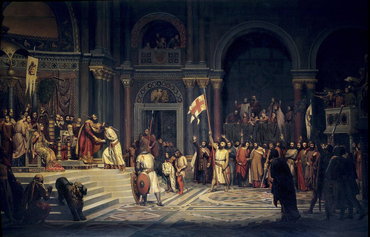 Godfroy of Bouillon making a act of allegiance to the Byzantine by Alexandre Hesse