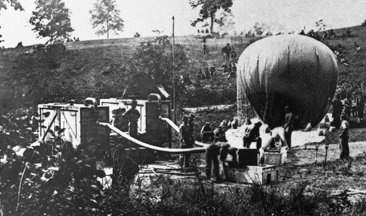 Men Preparing Observation Balloon for Launching