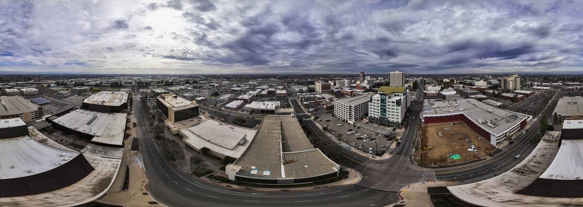 Panoramic aerial view of Fresno California skyline