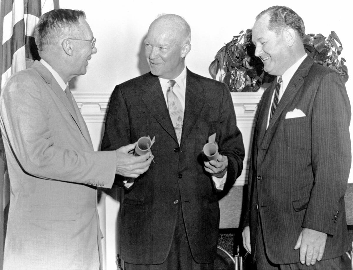 President Eisenhower With Hugh Dryden And T. Keith Glennan