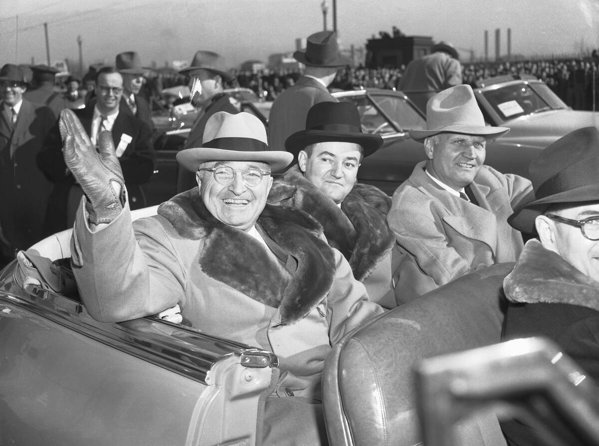 President Harry Truman Waves to Crowd in Parade