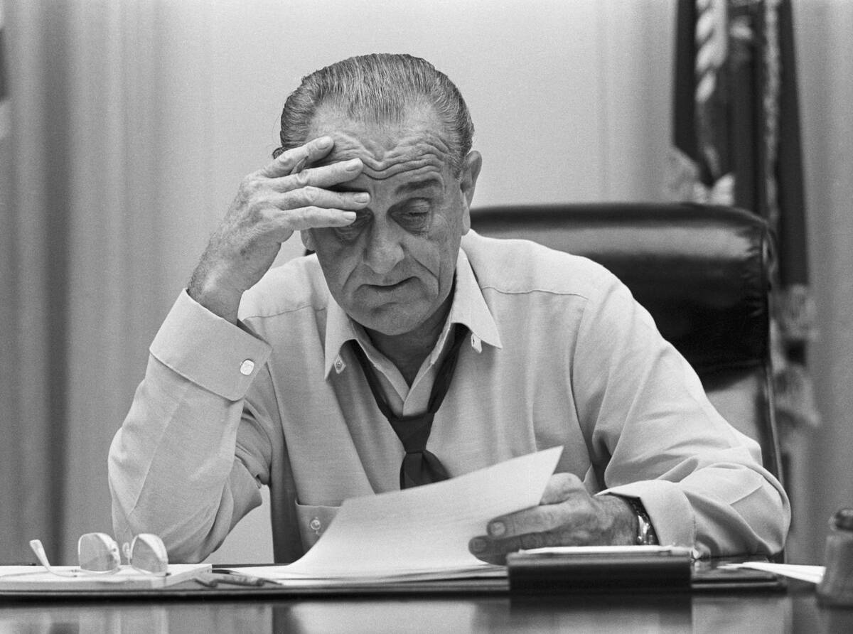 President Johnson Working In White House