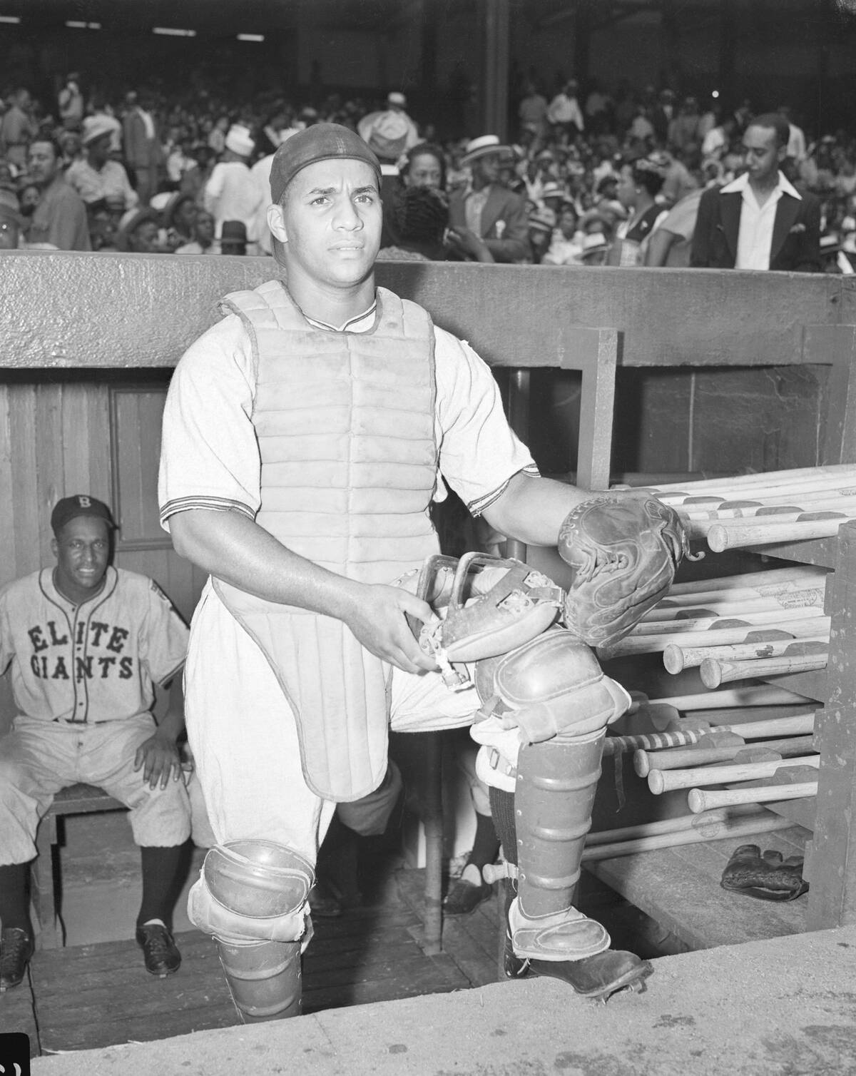 Roy Campanella Standing in a Dugout