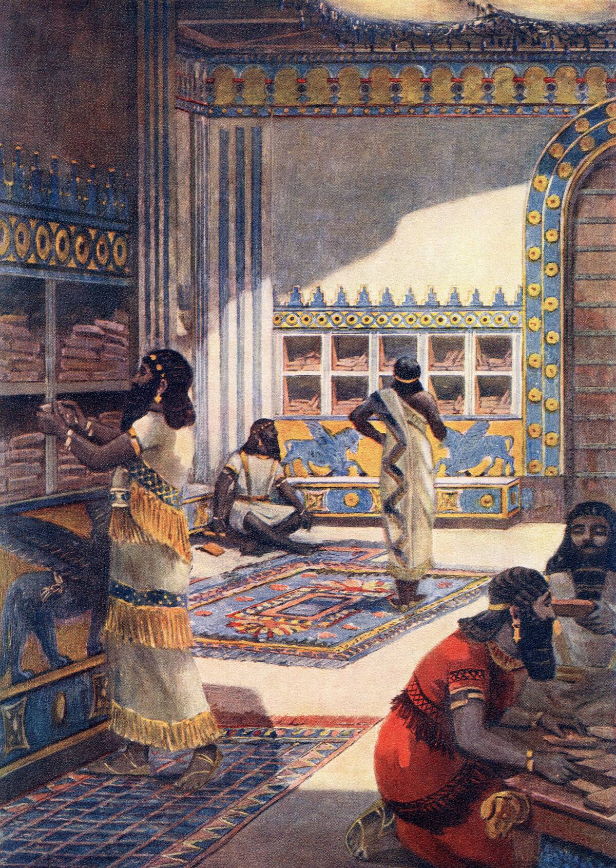 The famous library of Ashurbanipal in the royal palace at Nineveh