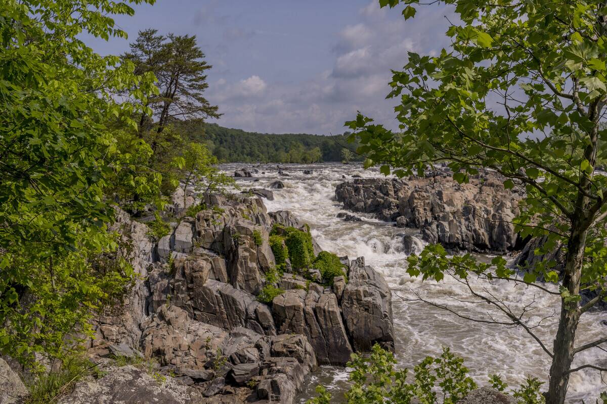 View of the Great Falls from an observation plattform along...