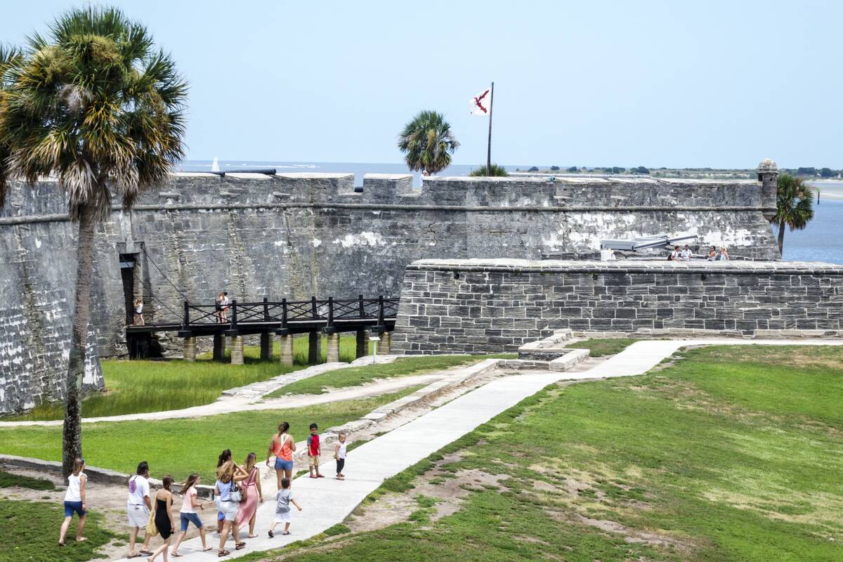 A coquina masonry wall at Castillo de San Marcos National Monument.