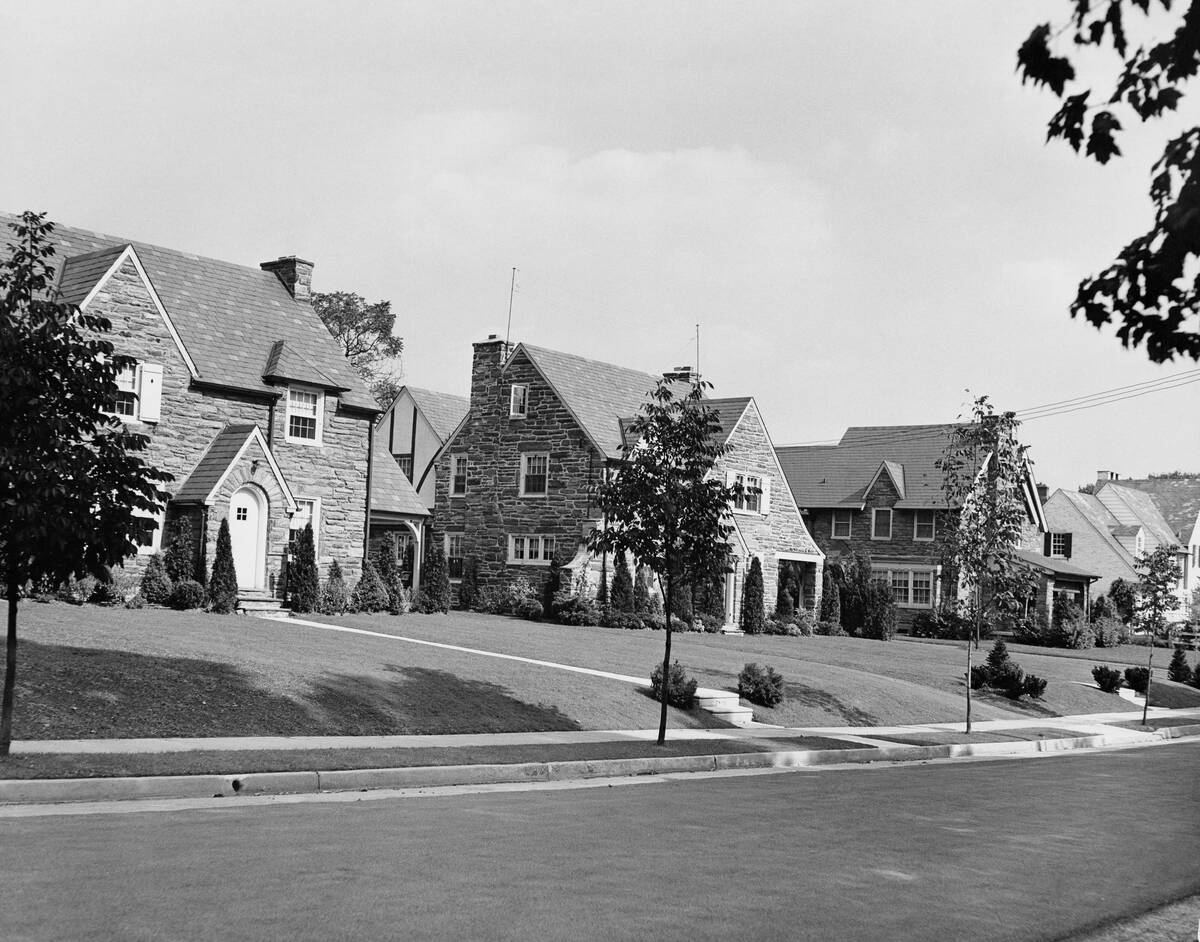 A row of houses in suburban area