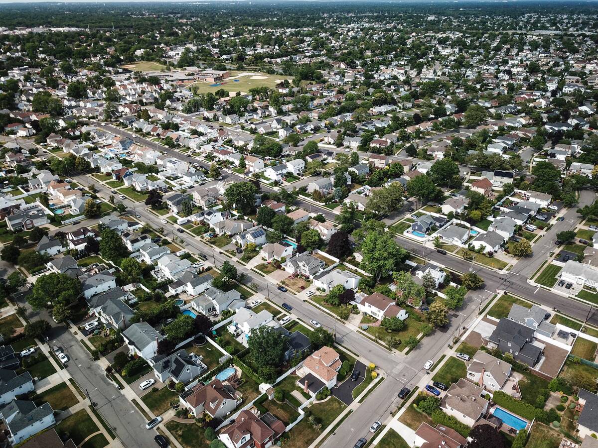 Aerial view of homes in Merrick, New York