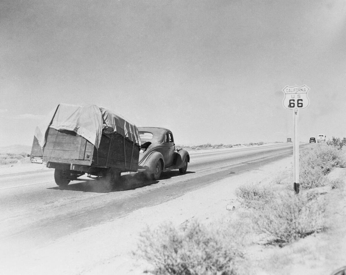 Automobile Pulling Trailer on Route 66