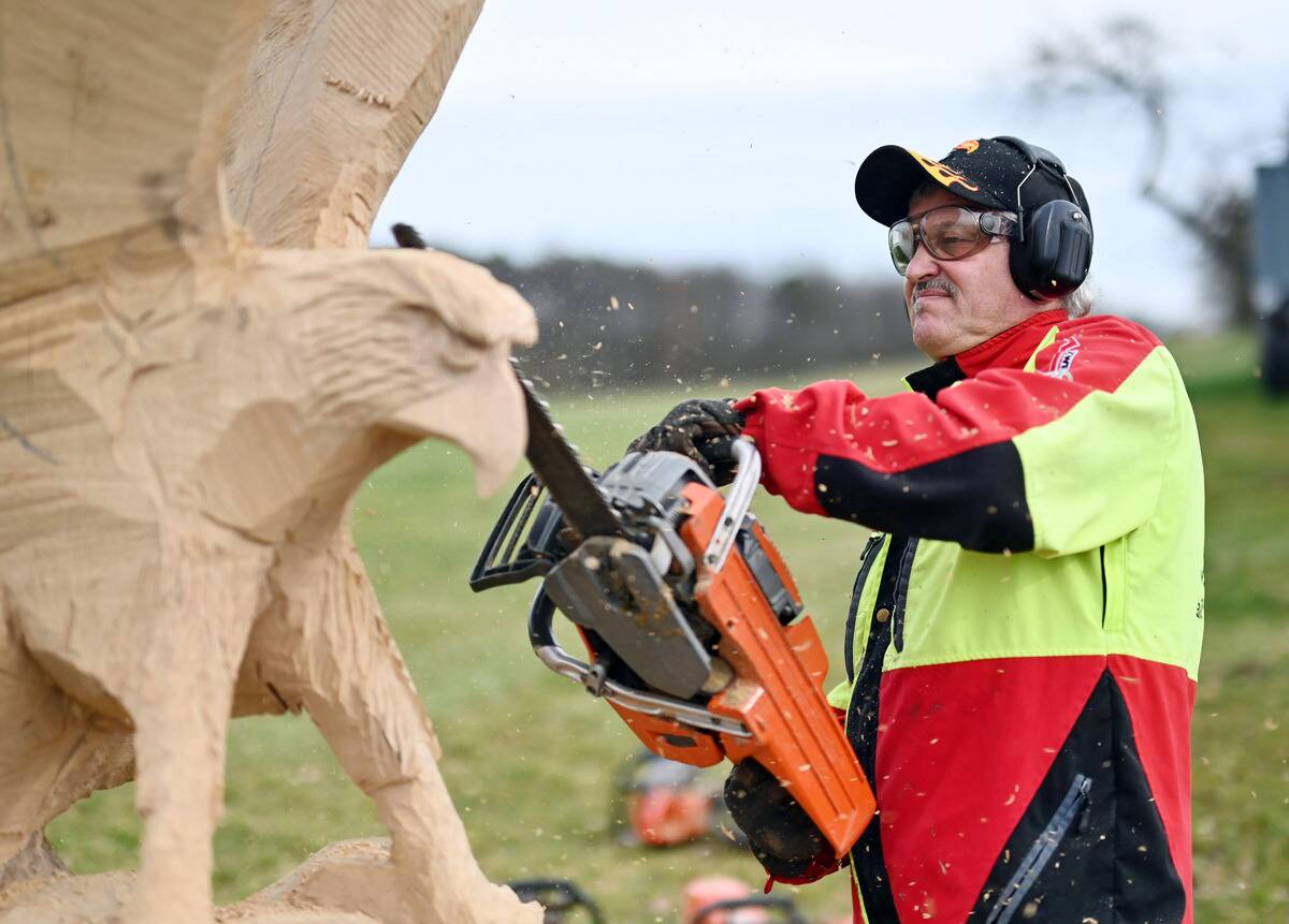 Chainsaw woodcut artist Dieter Binder...