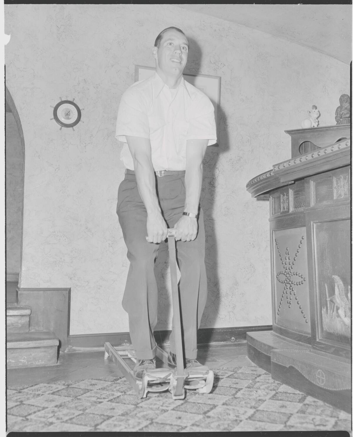 Cleveland Baseball Official Bob Feller Using Exercise Machine