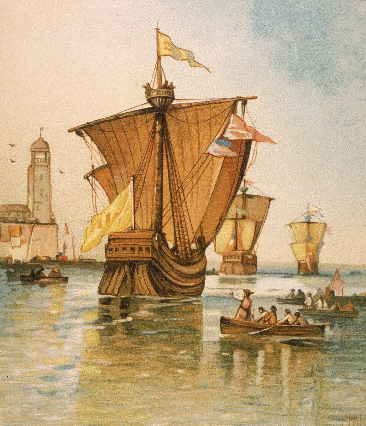 Columbus Fleet Sets Sail From Spain, 1492