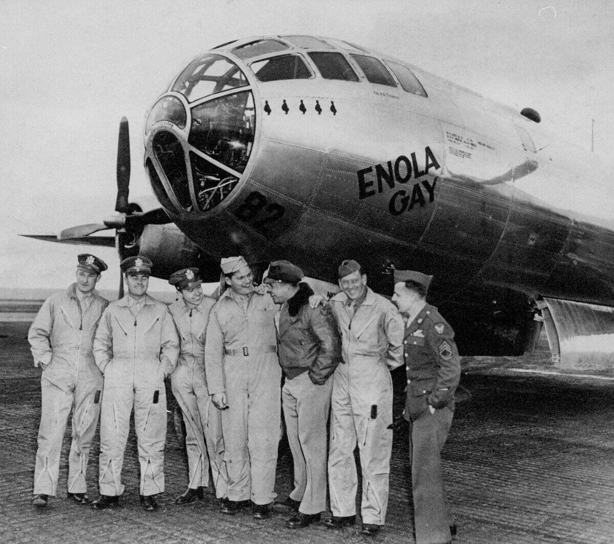 Crew of the Enola Gay, the infamous B-29 plane from which th