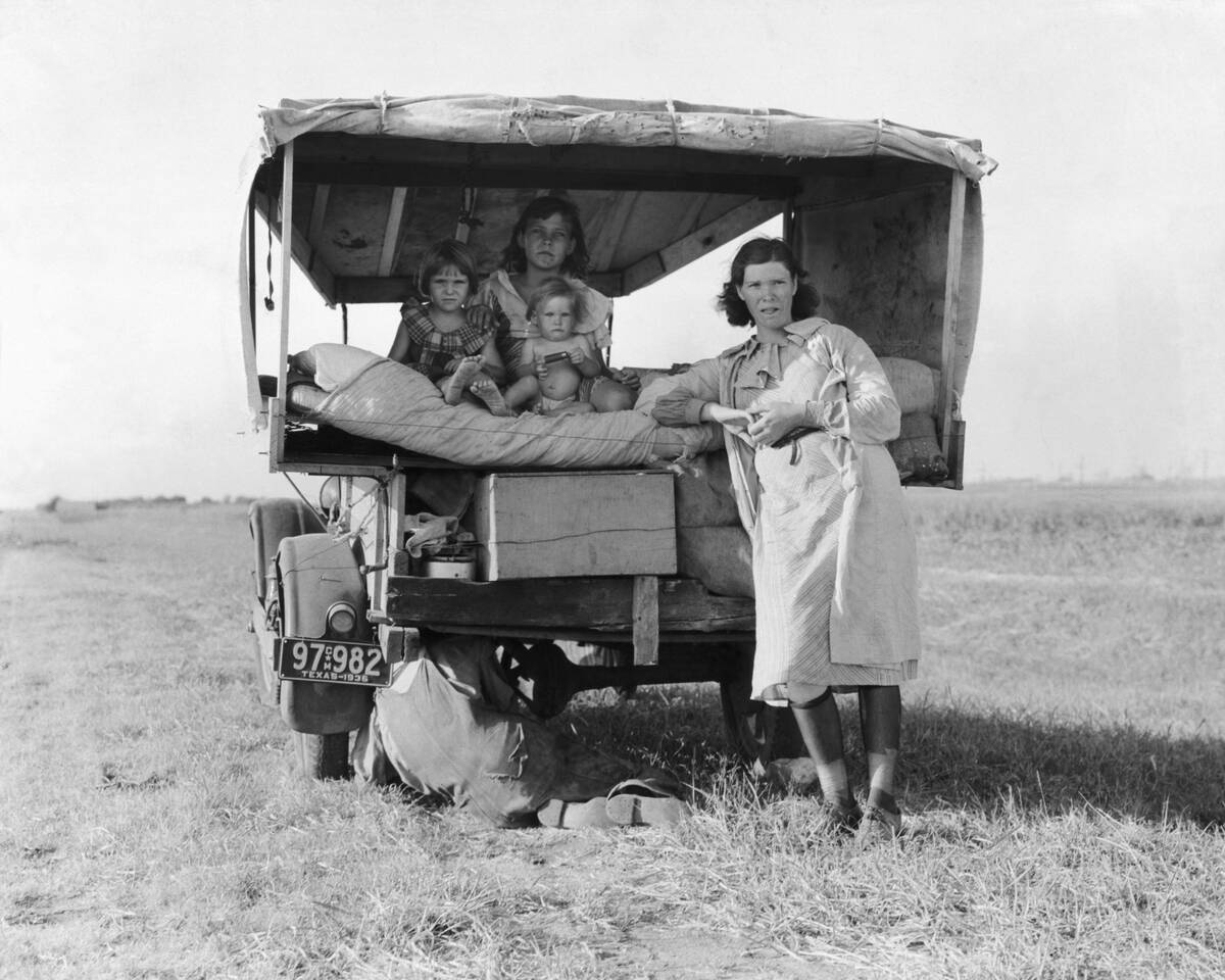 Dust Bowl Refugee Family; Truck
