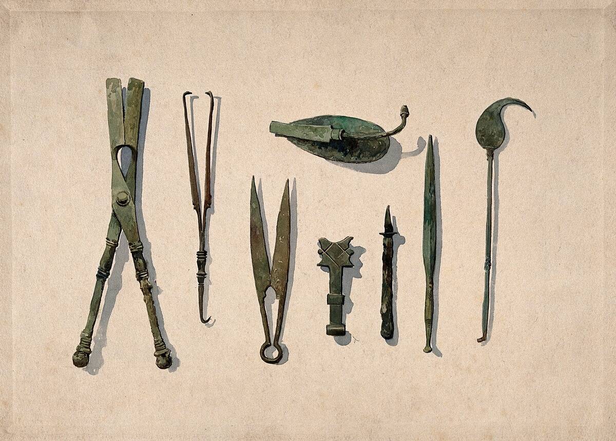 Eight Ancient Roman Surgical Instruments