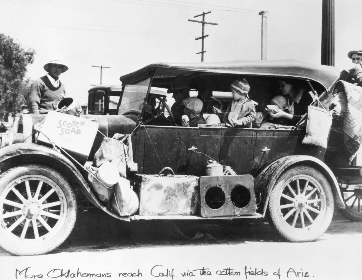 Family Packed In Car, On Way To The West