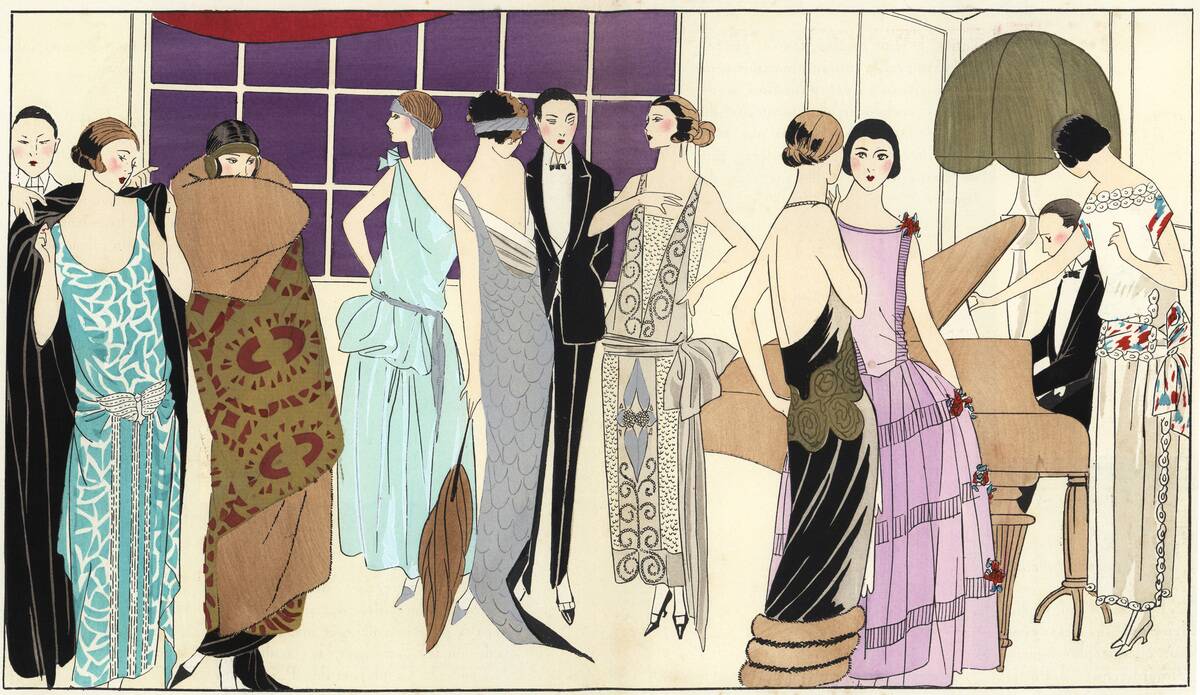 Fashionable party with man in tuxedo playing a grand piano