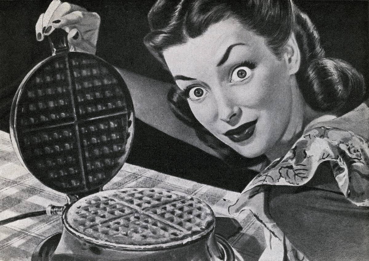 Housewife With Waffle Iron