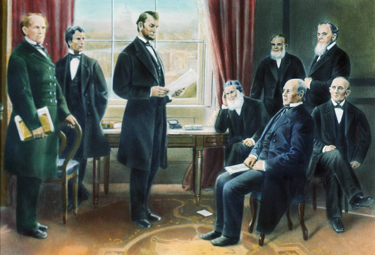 Illustration of Lincoln Reading the Emancipation Proclamation to His Cabinet