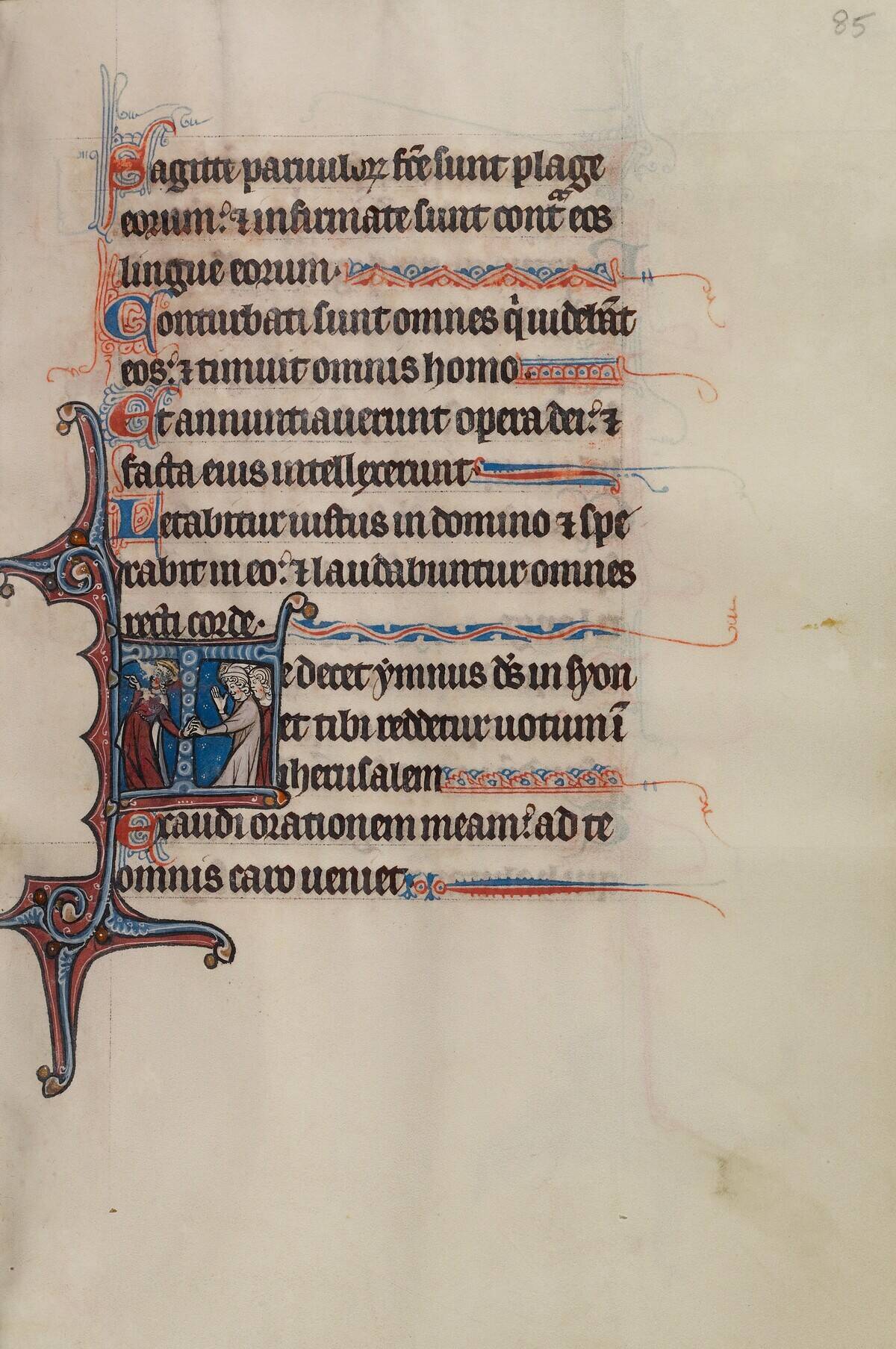 Initial T: Nebuchadnezzar Holding A Jewish Captive; Bute Psalter