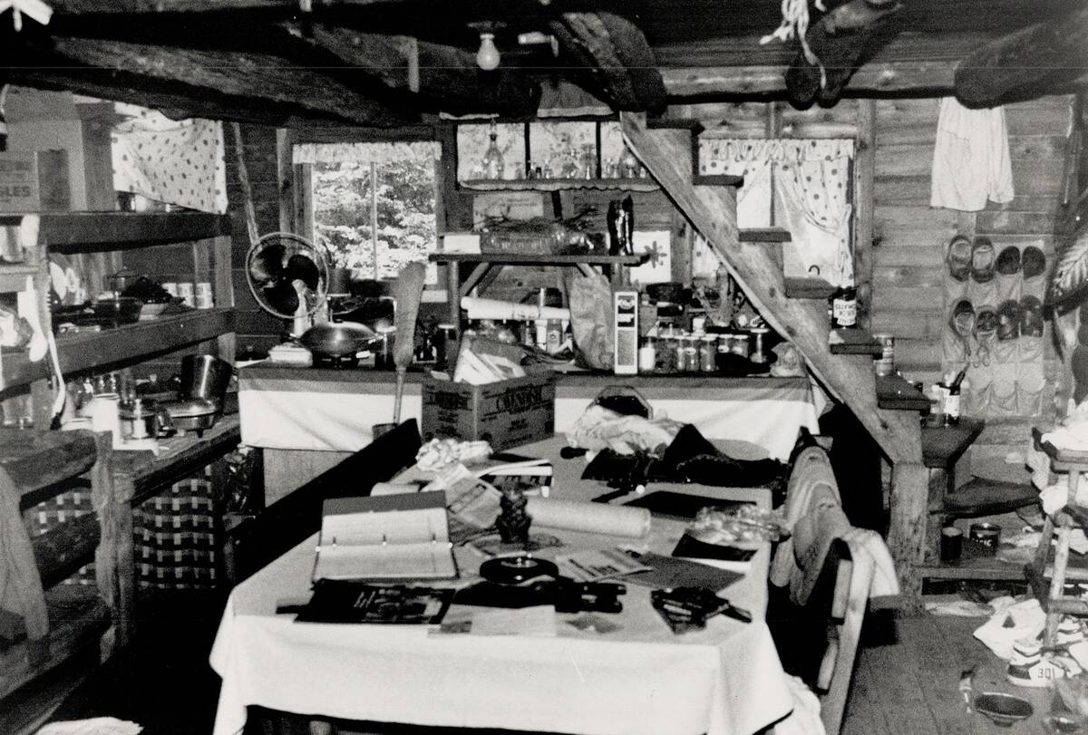 Leader's cabin: A financial account books lays open on a table in cult leader Roch Theriault's aband...