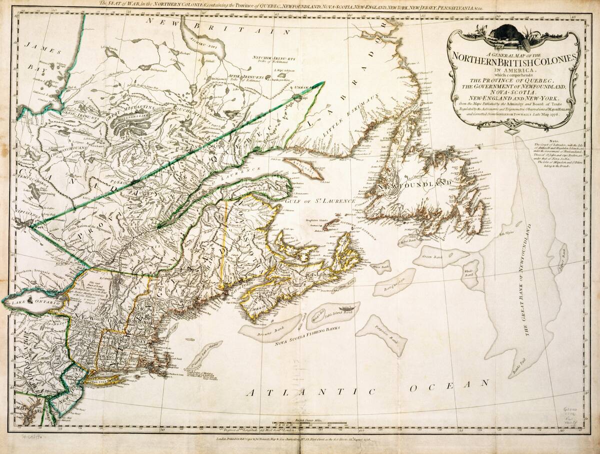 Map of Quebec, New England, and New York During the Revolutionary War