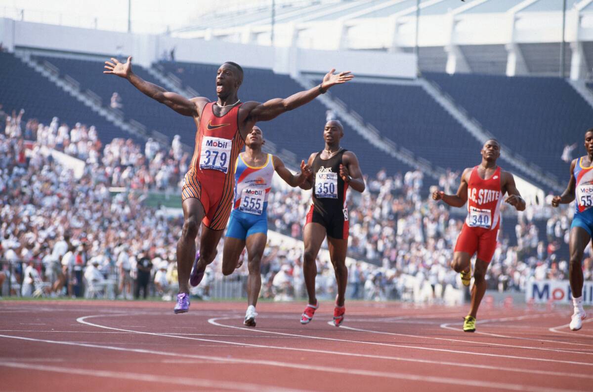 Michael Johnson Celebrating World Record