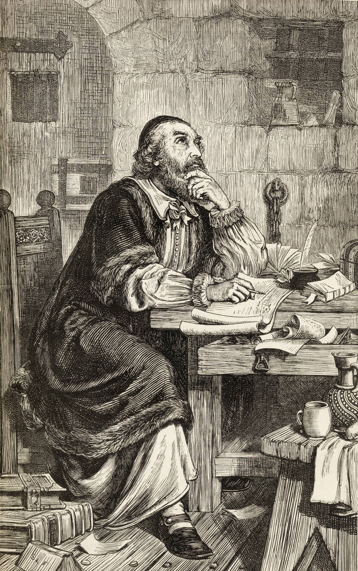 Nicholas Ridley Writing Letters In Prison Whilst Awaiting His Execution